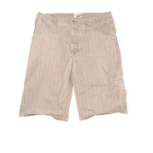 Vans Shorts Mens 34 Tan Pinstripe Chino Skate Casual Walking Knee Length